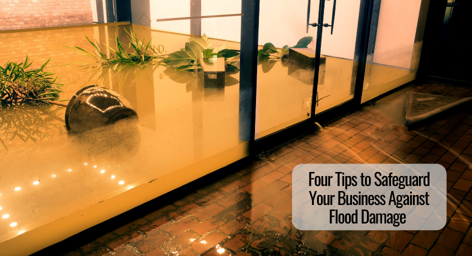 business office that has been flooded with muddy water